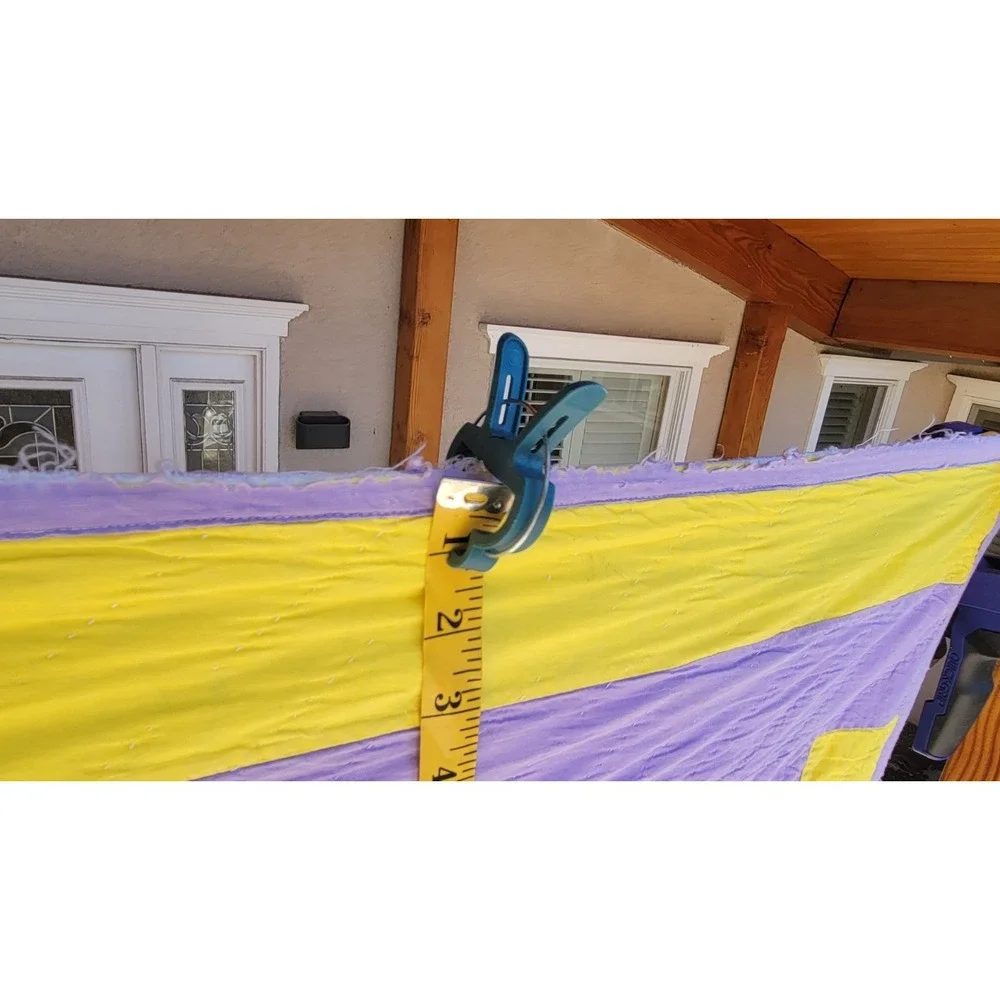 Handmade Nine Patch Quilt Purple Yellow Full Queen Cottage Farmhouse 86 x 74‎